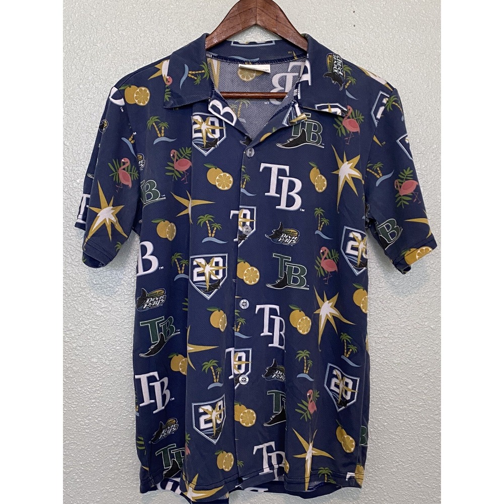 Tampa Bay Devil Rays‎ Baseball Tropical Logo Graphic Button Up MLB Shirt TB Rays